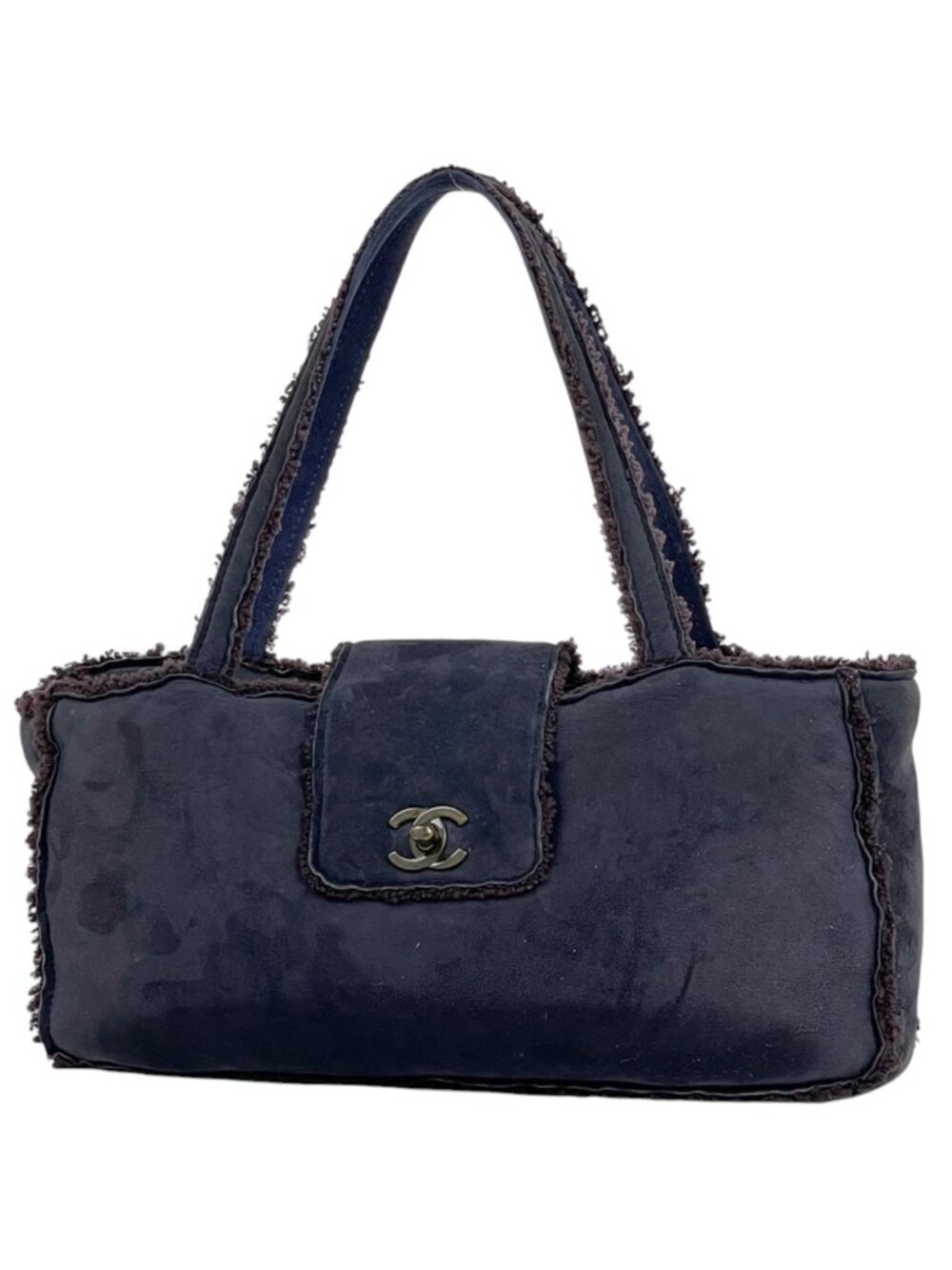 Chanel Handbag CC Logo Shearling Navy